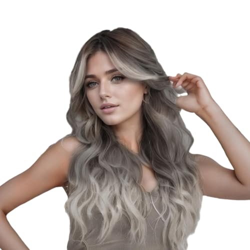 Euyehn Lange Haar Perücke, lange lockige Perücken für Frauen - Mittlerer Teil Spitze vorne gewellter Locken | Mode -Haarzubehör, Headwear -Styling -Tool für Cosplay -Party, tägliche Verschleiß, von Euyehn