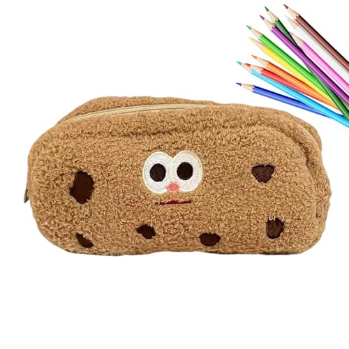 Euyehn Niedliches Federmäppchen, niedliches weiches Keks-Federmäppchen für Studenten, großes Fassungsvermögen, Schreibwaren für Stifte, Bleistifte, Marker und kleine Notizbücher, hellbraun, Refer to von Euyehn