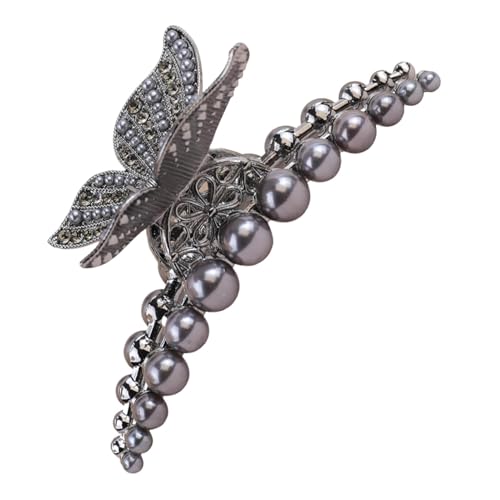 Euyehn Perlen-Haarklammern, Haifisch-Haarspangen aus Metall,Hai-Haarnadel, graue Perlen-Haarklammern | Modische Haaraccessoires, Kopfbedeckung-Styling-Tools für Frauen, Mädchen, dickes Haar von Euyehn