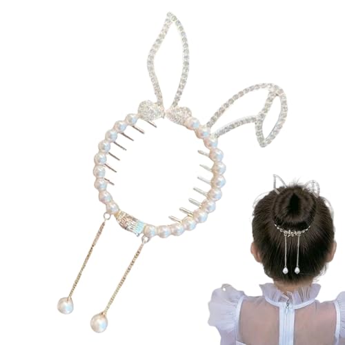 Euyehn Perlen-Strass-Quasten-Klauenclip,Strass-Perlen-Haarklammern | Pferdeschwanz-Haarspangen - Haarschmuck zum Stylen, Perlen-Pferdeschwanz-Haarspangen für Mädchen, Frauen, Ehefrau von Euyehn