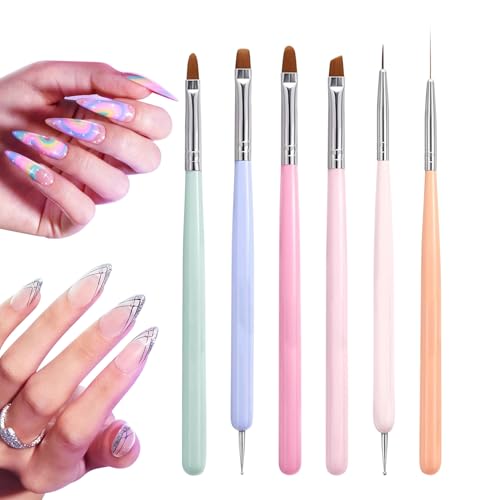 Euyehn Pinsel Für Nägel, 6 Nagellack Stifte, Doppelköpfiges Maniküre Set Mit Strassstein-Für Damen Salon Zuhause UV Gel Reise Studio- & Heimanwendung von Euyehn