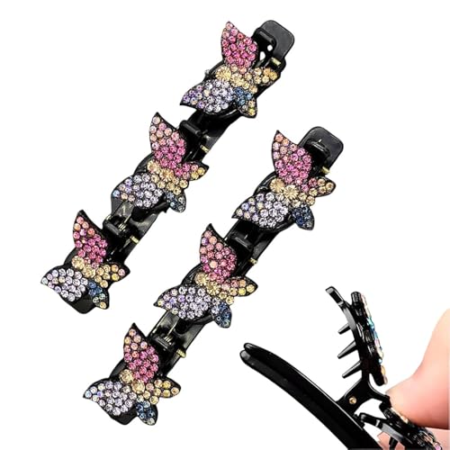 Euyehn Zopf-Haarspangen,Schmetterlings-Zopfclip,Mädchen Frauen Haarspange Styling Haar Zopf Schmuck - Hair Fashion Braider Glänzende Haarnadel Entenschnabel-Clip für Schule, Hochzeit, Arbeit von Euyehn