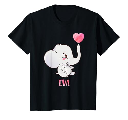 Kinder Eva Vorname Mädchen Personalisiertes Baby Elefanten T-Shirt von Eva Namen Shirts für Kinder