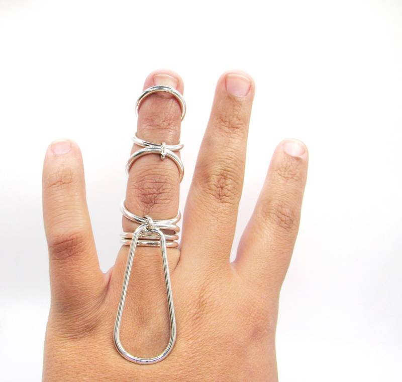 Angebrachte Verstellbare Silber Splint Ringe Dip Pip Und Mcp Kombinations Schiene Schwan Hals Handgefertigte Ring von EvaBelleJewelry