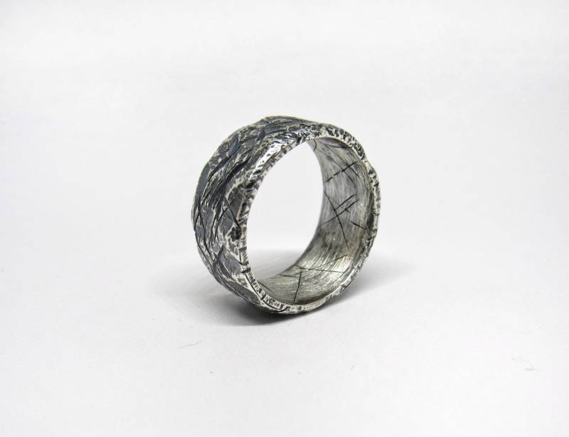 Rustikaler Herrenring Aus Echtem Silber Handgefertigt Im Wikingerstil von EvaBelleJewelry
