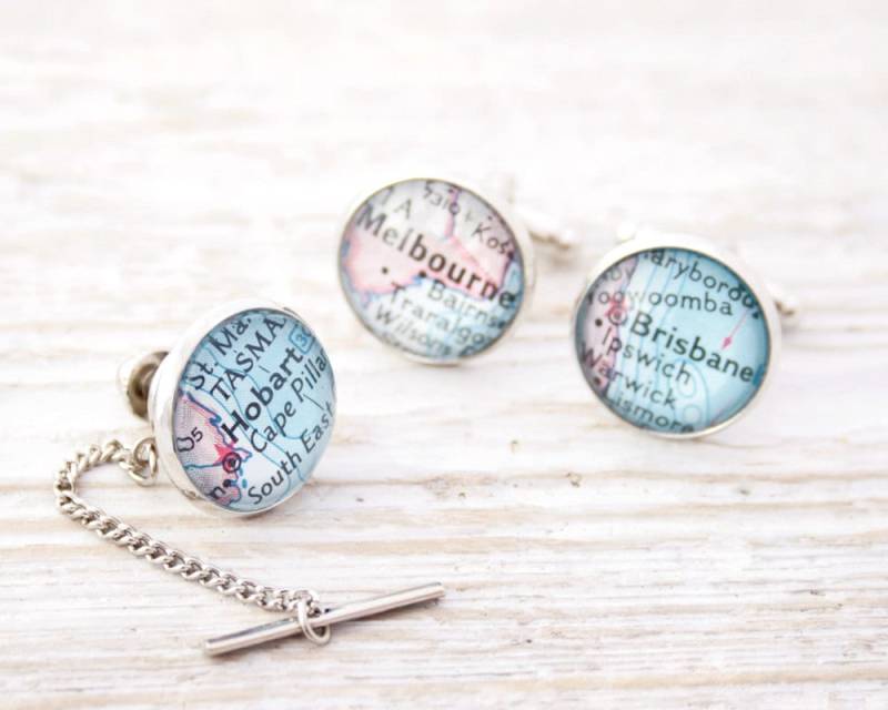 Manschettenknöpfe Und Krawattennadel Set Personalisiert Geschenke Im Vintage-stil von EvaGiftedHands