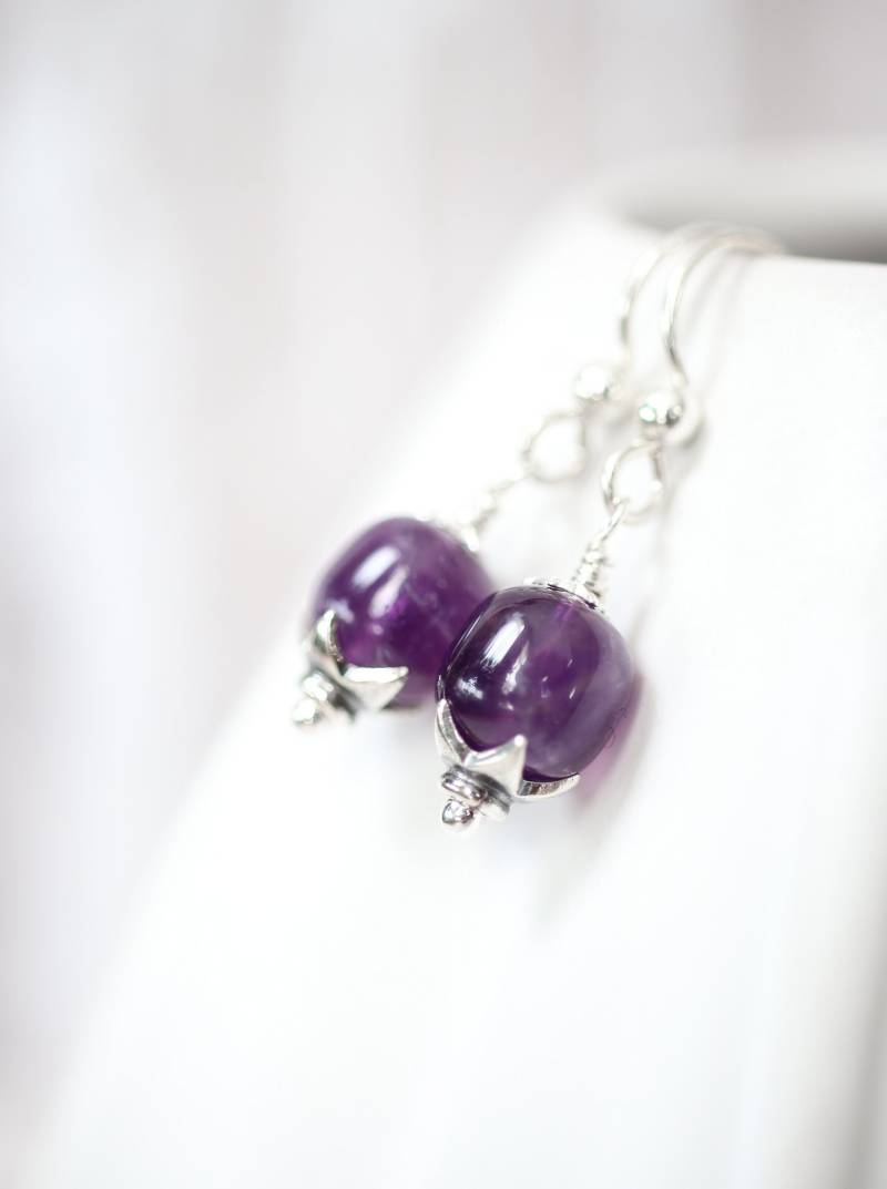Amethyst Ohrringe, Natürliche Lila Februar Geburtsstein Jeden Tag, Birthstone Ohrringe von EvaLineJewelry