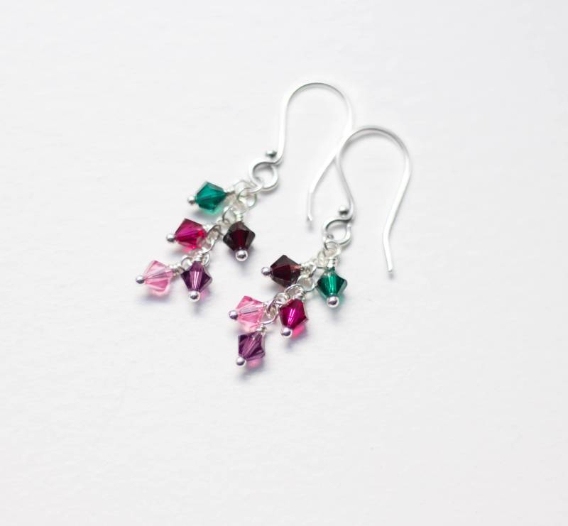 Familie Birthstone Ohrringe, Muttertag Geschenk, Sterling Silber Schmuck von EvaLineJewelry