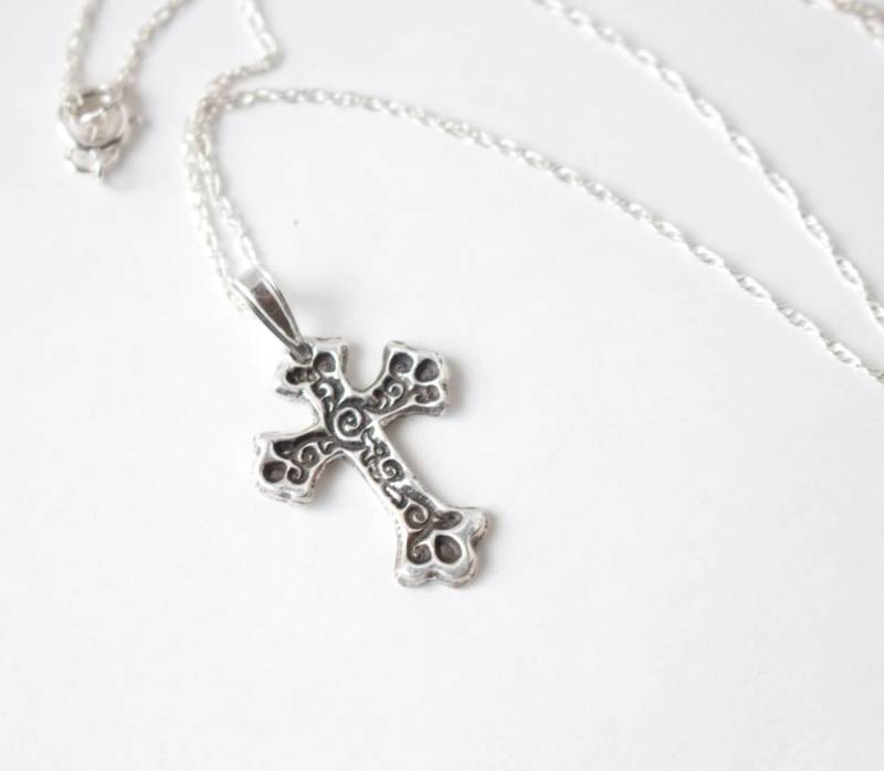 Silber Kreuz Anhänger, Verziertes Kreuz, Reines Feines .999 Schmuck, Schmuck von EvaLineJewelry