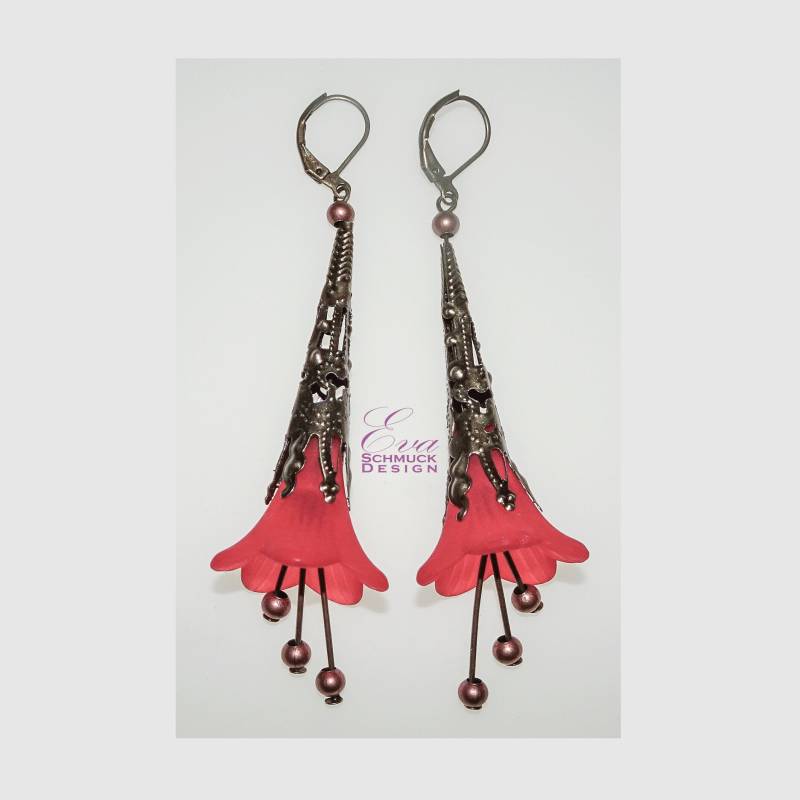 Rote Hängeohrringe Ohrringe in Rot Oder Weiss Rote Hängeohrringe Ohrringe in Rot Oder Weiss von EvaSchmuckdesign