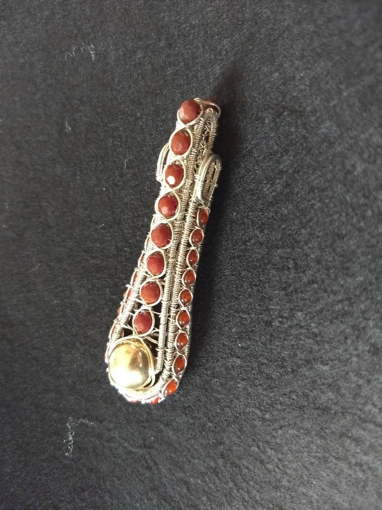 Draht Gewickelt Schmuck, Handgemachter Sterling Silber, Argentium 14K Gold, Glas Und Karneol Anhänger, Geschenk Draht Gewickelt Schmuck, Handgemachter Sterling Silber, Argentium 14K Gold, Glas Und Karneol Anhänger, Geschenk von EvaVreugdenhil