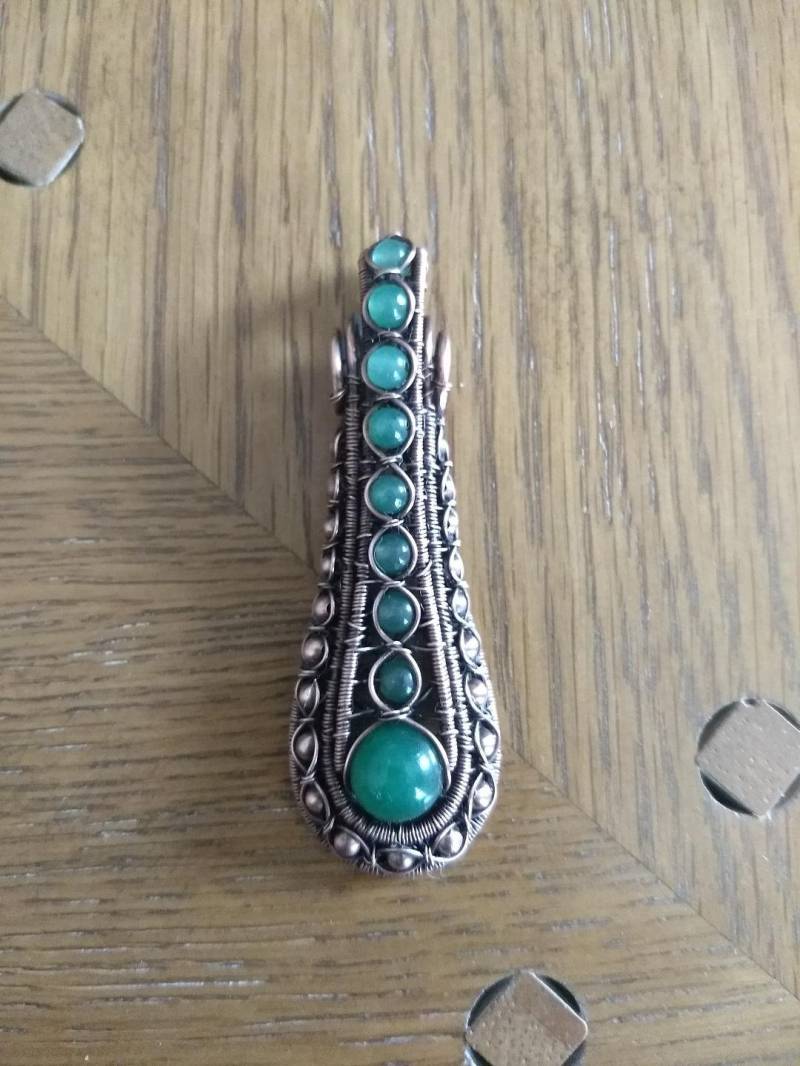 Kupferdraht Gewickelt Anhänger, Draht Schmuck, Kupfer Aventurin Art Deco Handgemachter Geschenk Kupferdraht Gewickelt Anhänger, Draht Schmuck, Kupfer Aventurin Art Deco Handgemachter Geschenk von EvaVreugdenhil