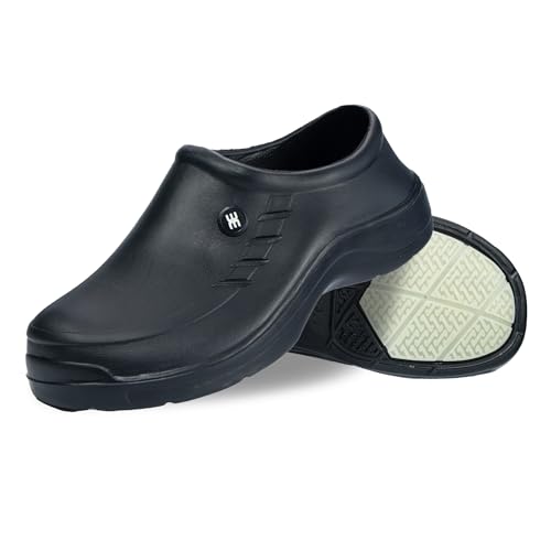 Evacol Rutschfeste Schuhe für Damen – Schlupf-Clogs, bequeme Arbeitsschuhe, Schwarz, 39 EU von Evacol