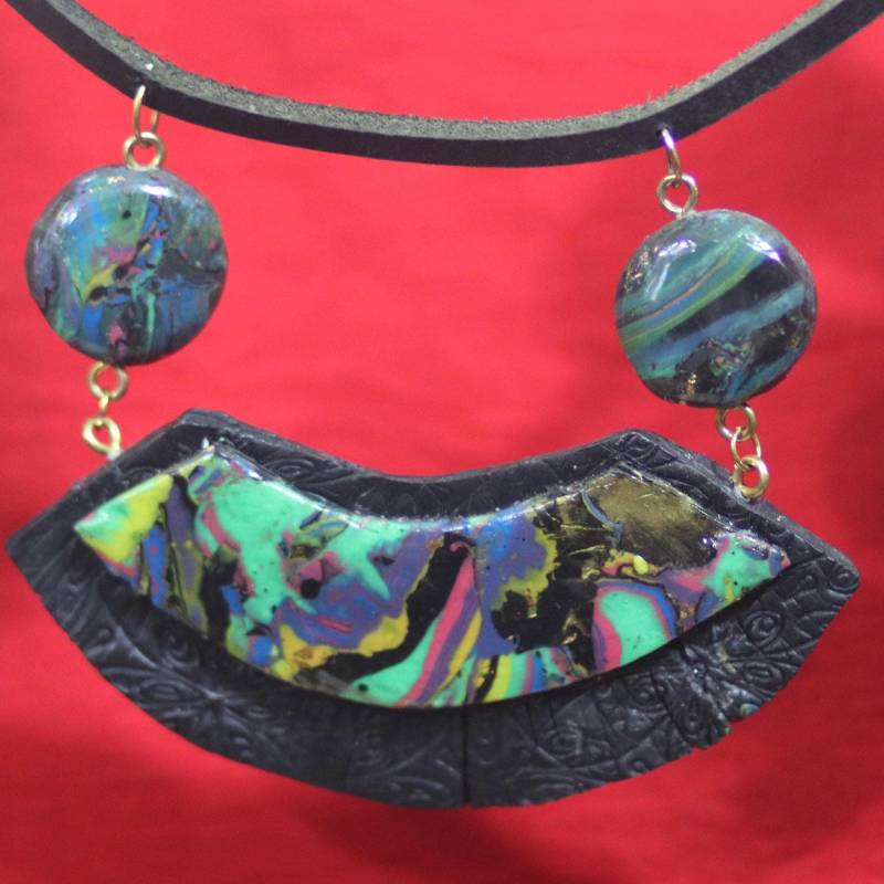 statement Necklace From Polymer Clay. Bohemian Jewellery. Dainty Clay Pendant. Contemporary & Whimsical Jewellery von Evahappyart