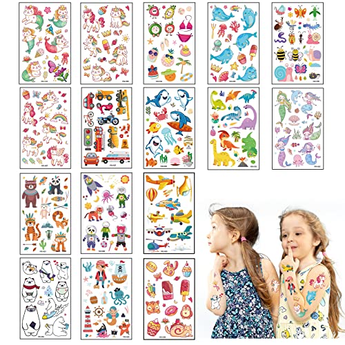 16 Blätter Kinder Tattoo Aufkleber Set, Wasserfeste Temporäre Tattoo-Aufkleber für Kinder, Perfektes Partyzubehör und Geschenke für Kindergeburtstage von EvanMader