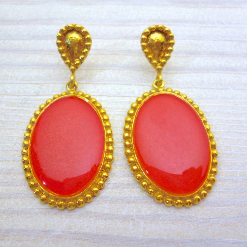 Gold Emaille Ohrringe Handgemachter Schmuck von EvangelosJewellery