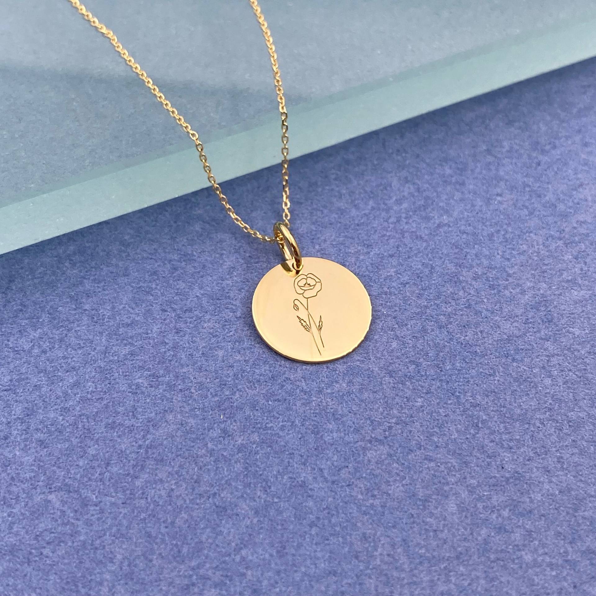 14K Massivgoldmohnblumen-Anhänger August Geburtsblumenanhänger 14K Massivgoldmohnblumen-Anhänger August Geburtsblumenanhänger von EvangelosJewels