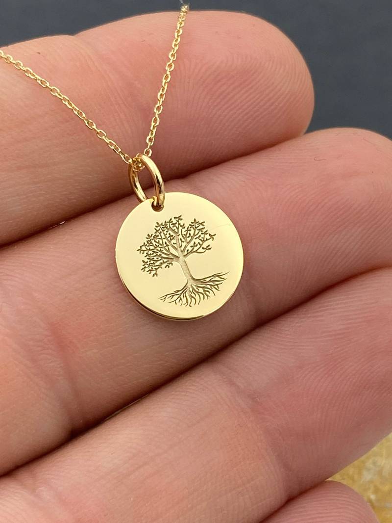 14K Solid Gold Baum Des Lebens Halskette Benutzerdefinierte Charm Schmuck 14K Solid Gold Baum Des Lebens Halskette Benutzerdefinierte Charm Schmuck von EvangelosJewels