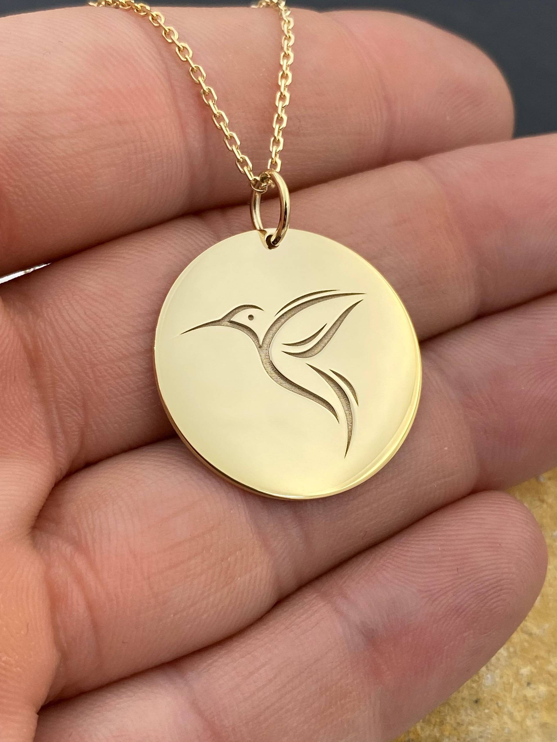 14K Solid Gold Kolibri Halskette, Personalisierte Anhänger, Tier Anhänger 14K Solid Gold Kolibri Halskette, Personalisierte Anhänger, Tier Anhänger von EvangelosJewels
