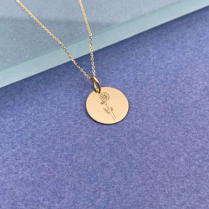14K Solid Gold Oktober Geburt Blume Halskette Personalisierter Schmuckkörbchen Anhänger 14K Solid Gold Oktober Geburt Blume Halskette Personalisierter Schmuckkörbchen Anhänger von EvangelosJewels