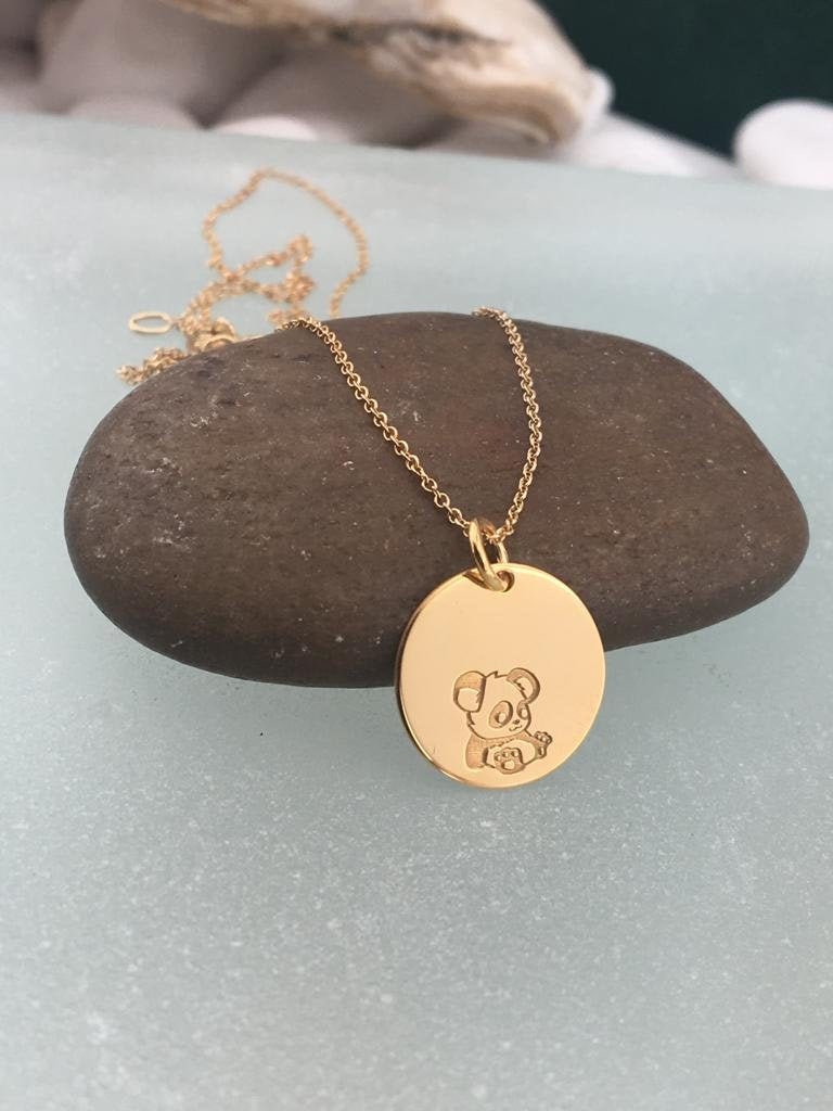 14K Solid Gold Panda Halskette Zierlicher Goldanhänger 14K Solid Gold Panda Halskette Zierlicher Goldanhänger von EvangelosJewels