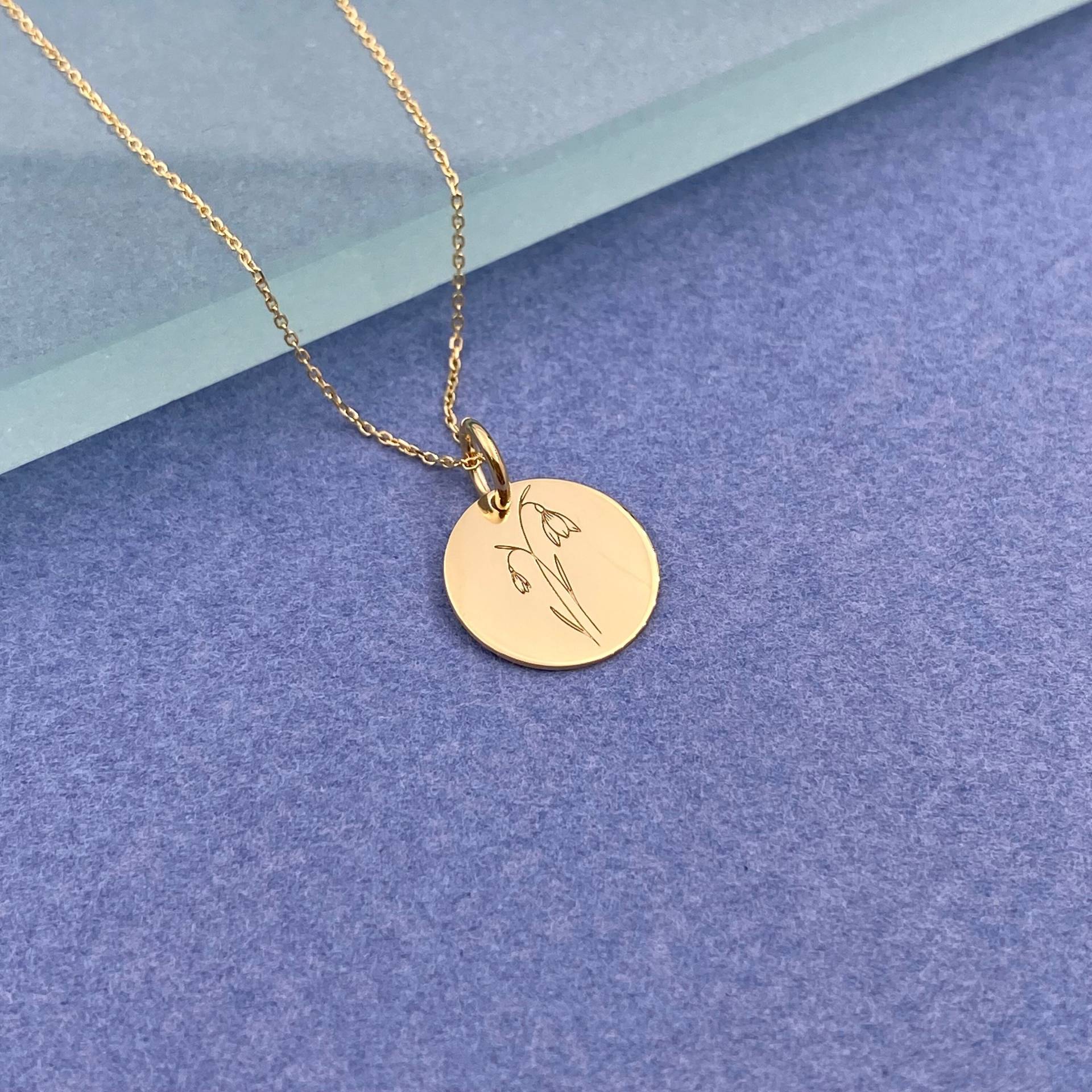 14K Solid Gold Schneeglöckchen Halskette Januar Geburt Blumenanhänger 14K Solid Gold Schneeglöckchen Halskette Januar Geburt Blumenanhänger von EvangelosJewels