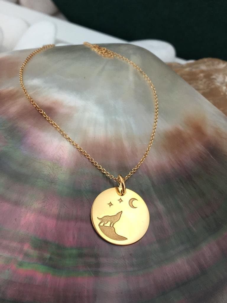 14K Solid Gold Wolf Halskette Benutzerdefinierte Charme Anhänger 14K Solid Gold Wolf Halskette Benutzerdefinierte Charme Anhänger von EvangelosJewels