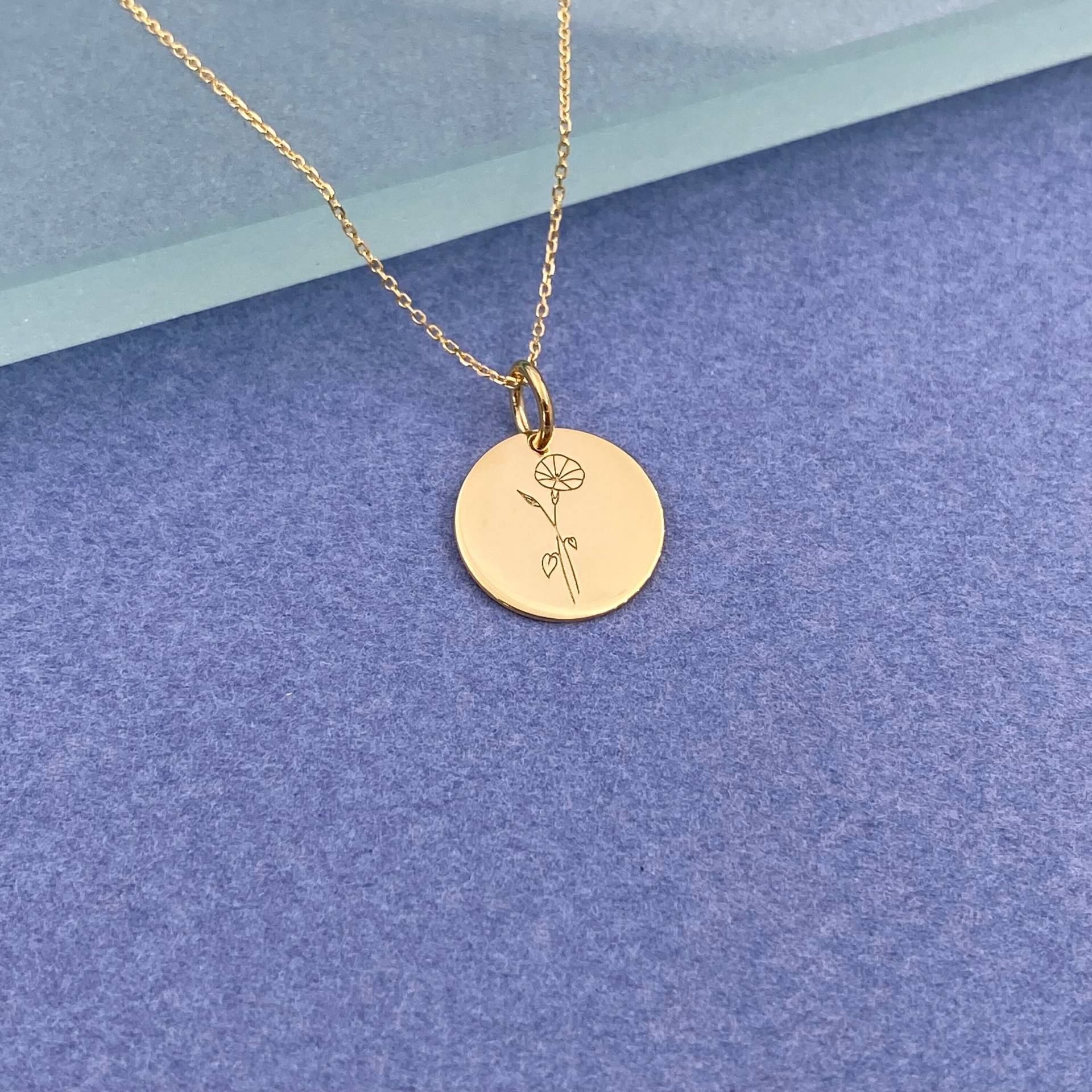 Schöne 14K Massivgold Morning Glory Halskette September Geburt Blumen Anhänger Schöne 14K Massivgold Morning Glory Halskette September Geburt Blumen Anhänger von EvangelosJewels