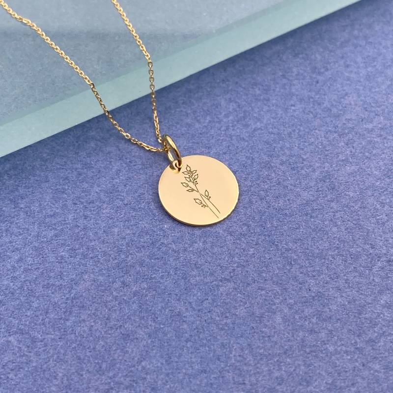 Zierliche 14K Solid Gold Holly Berry Halskette Dezember Geburtsblumen Anhänger Zierliche 14K Solid Gold Holly Berry Halskette Dezember Geburtsblumen Anhänger von EvangelosJewels