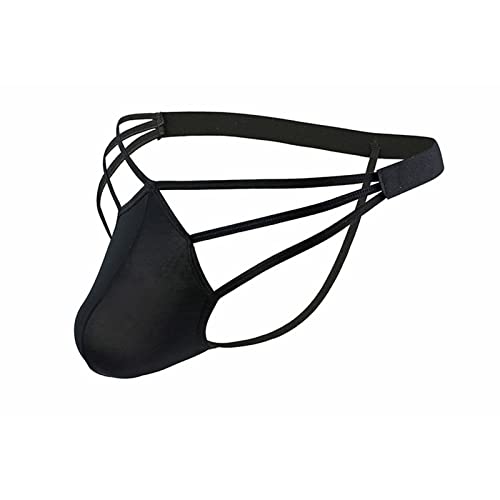 Evankin Herren Sexy Eisseide Tanga Aushöhlen G-Strings Bequeme Atmungsaktive Unterwäsche Jockstrap, Schwarz, Large von Evankin