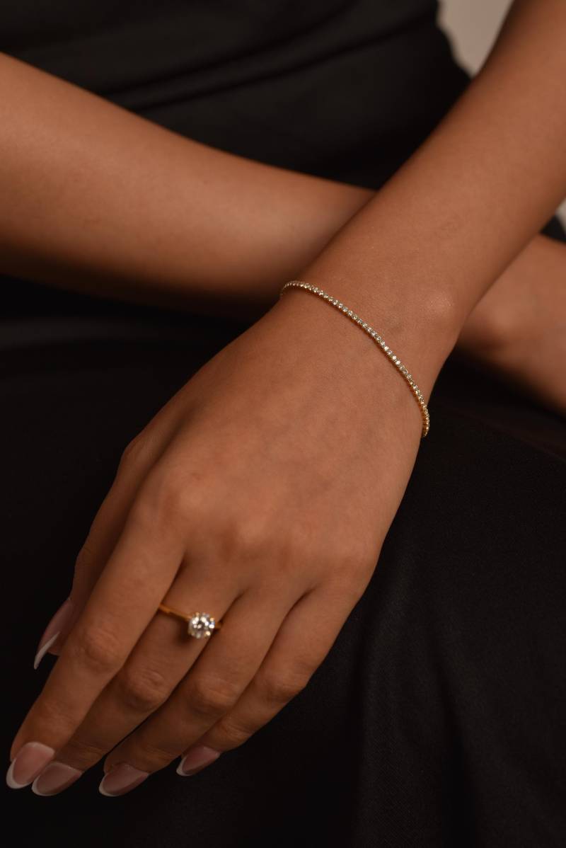 Zierliches 14K Gold Lab Grown Diamant Tennis Armband - 1.70 Karat Zierliches 14K Gold Lab Grown Diamant Tennis Armband - 1.70 Karat von EvaraJewelryLLC