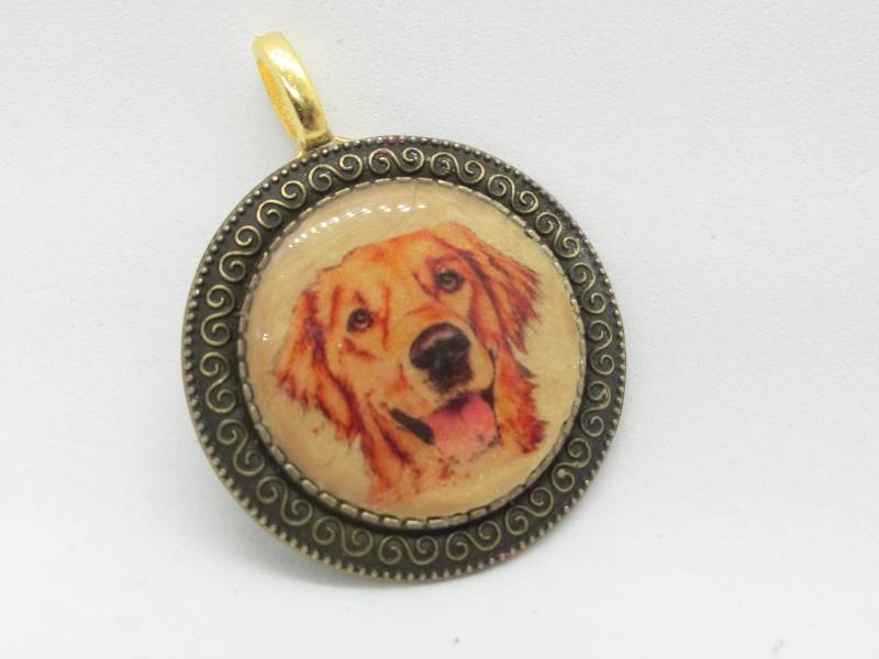 Golden Retriever Anhänger/Runde Dunkel Braun Schmuck Für Hunde-Liebhaber Fimo Harz Haustiere Golden Retriever Anhänger/Runde Dunkel Braun Schmuck Für Hunde-Liebhaber Fimo Harz Haustiere von EvasGardenOfNH
