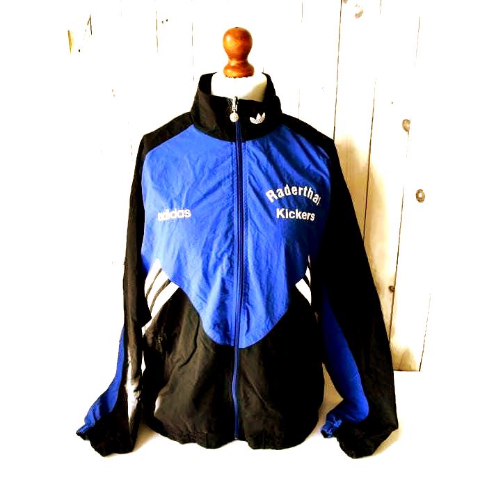 80Er Jahre Vintage Adidas Jacke Sportjacke Wende-Windbreaker Unisex Trainingsjacke Reißverschlussjacke Blau Weiß Schwarz von EvasVintageBoutique