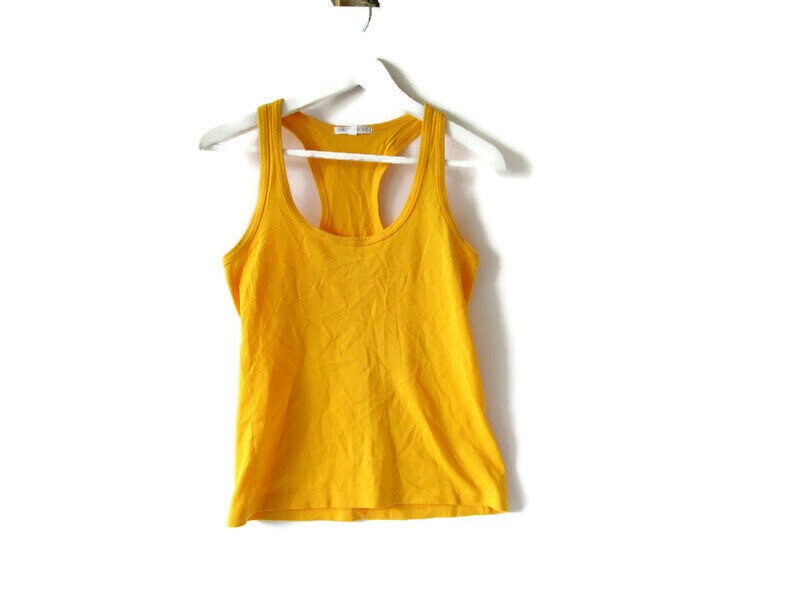 Marimekko Racerback Top Knallgelb Tank Baumwolle Sommer Größe Damen Xs Freundin Geschenk von EvasVintageBoutique