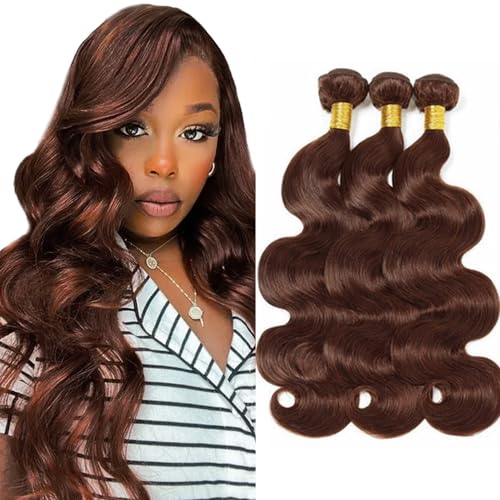 Evaxilc 3 Bundles Human 28 30 32 Inch Hair Bundles Extension Echthaar perücke Double Weft Bundles Virgin Hair Body Wave Unprocessed #4 Chocolate Brown Color Minimal Shedding For Women von Evaxilc