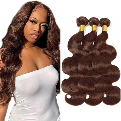 Evaxilc 3 Bundles Human Hair Bundles Extension Echthaar perücke Double Weft Bundles Virgin Hair Body Wave Unprocessed #4 Chocolate Brown Color Minimal Shedding For Women 22 24 26 Inch von Evaxilc