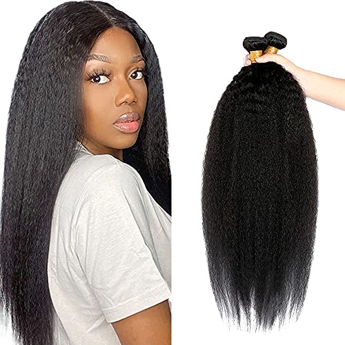 Evaxilc 3 Bundles Human Hair Bundles Extension Echthaar perücke Double Weft Bundles Virgin Hair Yaki Straight Unprocessed 1B Natural Black Color Minimal Shedding For Women 18 20 22 Inch von Evaxilc