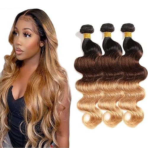 Evaxilc Body Wave Bundles Extension Echthaar perücke Human Hair Glueless Bundles Virgin Hair Unprocessed 1b4/27 Ombre Blonde Color 3 Bundles Minimal Shedding For Women 18 20 22 Inch von Evaxilc