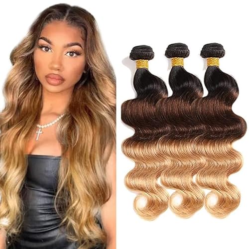 Evaxilc Body Wave Bundles Extension Echthaar perücke Human Hair Glueless Bundles Virgin Hair Unprocessed 1b4/27 Ombre Blonde Color 3 Bundles Minimal Shedding For Women 20 22 24 Inch von Evaxilc