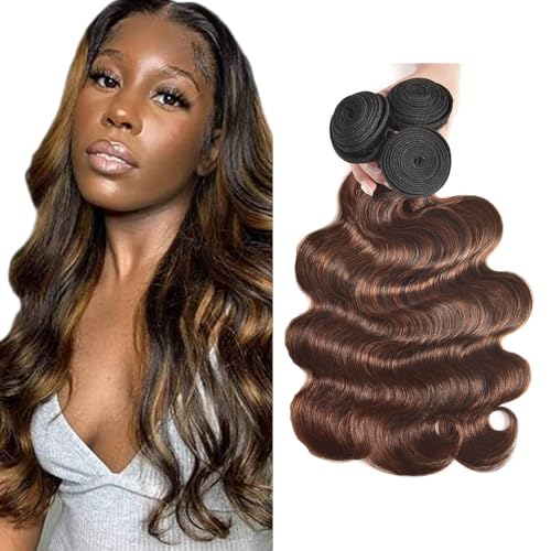 Evaxilc Body Wave Bundles Extension Echthaar perücke Human Hair Glueless Bundles Virgin Hair Unprocessed P4/30 Highlight Brown Color 3 Bundles Minimal Shedding For Women 16 18 20 Inch von Evaxilc