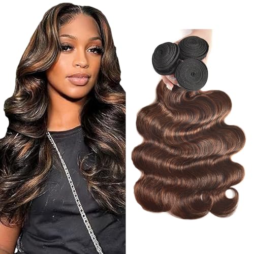 Evaxilc Body Wave Bundles Extension Echthaar perücke Human Hair Glueless Bundles Virgin Hair Unprocessed P4/30 Highlight Brown Color 3 Bundles Minimal Shedding For Women 26 28 30 Inch von Evaxilc