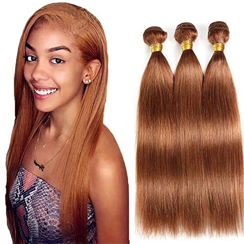 Evaxilc Straight Bundles Extension Echthaar perücke Human Hair Glueless Bundles Virgin Hair Unprocessed #30 Orange Brown Color 3 Bundles Minimal Shedding For Women 20 22 24 Inch von Evaxilc