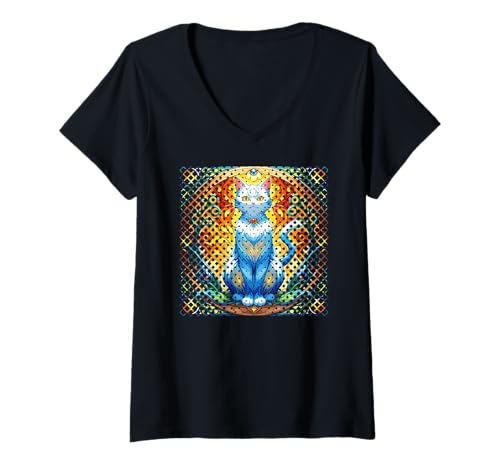 Damen Katzenliebhaber T-Shirt mit V-Ausschnitt Damen Katzenliebhaber T-Shirt mit V-Ausschnitt von EveDevelis