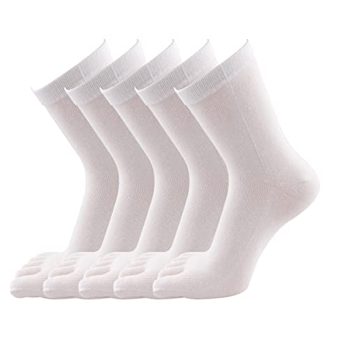 Evedaily Damen Socken Zehensocken Baumwolle Sneakersocken 35-39 Schwarz (5 Paar) (Weiß 39-43) von Evedaily