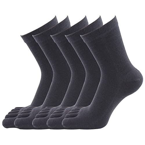 Evedaily Damen Socken Zehensocken Baumwolle Sneakersocken 35-39 Schwarz (5 Paar) (dunkelgrau 39-43) von Evedaily