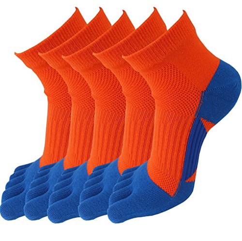 Evedaily Herren Socken Zehensocken Baumwolle Sneakersocken 39-42 Orange (5 Paar) JZMC1688017 von Evedaily