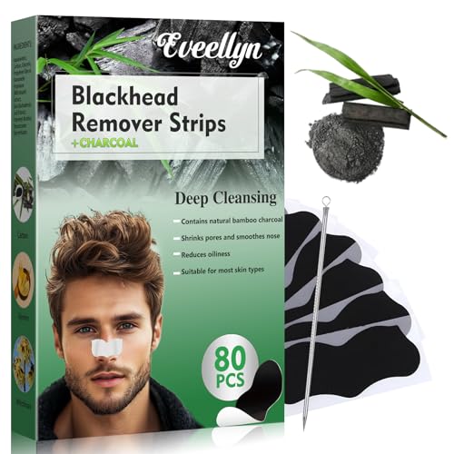 Eveellyn Mitesserentferner Stripes, 80 Stück Mitesser Entferner, Tiefenreinigende Mitesser-Nasenstreifen mit Aktivkohle für Alle Hauttypen, Für Männer und Frauen Eveellyn Mitesserentferner Stripes, 80 Stück Mitesser Entferner, Tiefenreinigende Mitesser-Nasenstreifen mit Aktivkohle für Alle Hauttypen, Für Männer und Frauen von Eveellyn