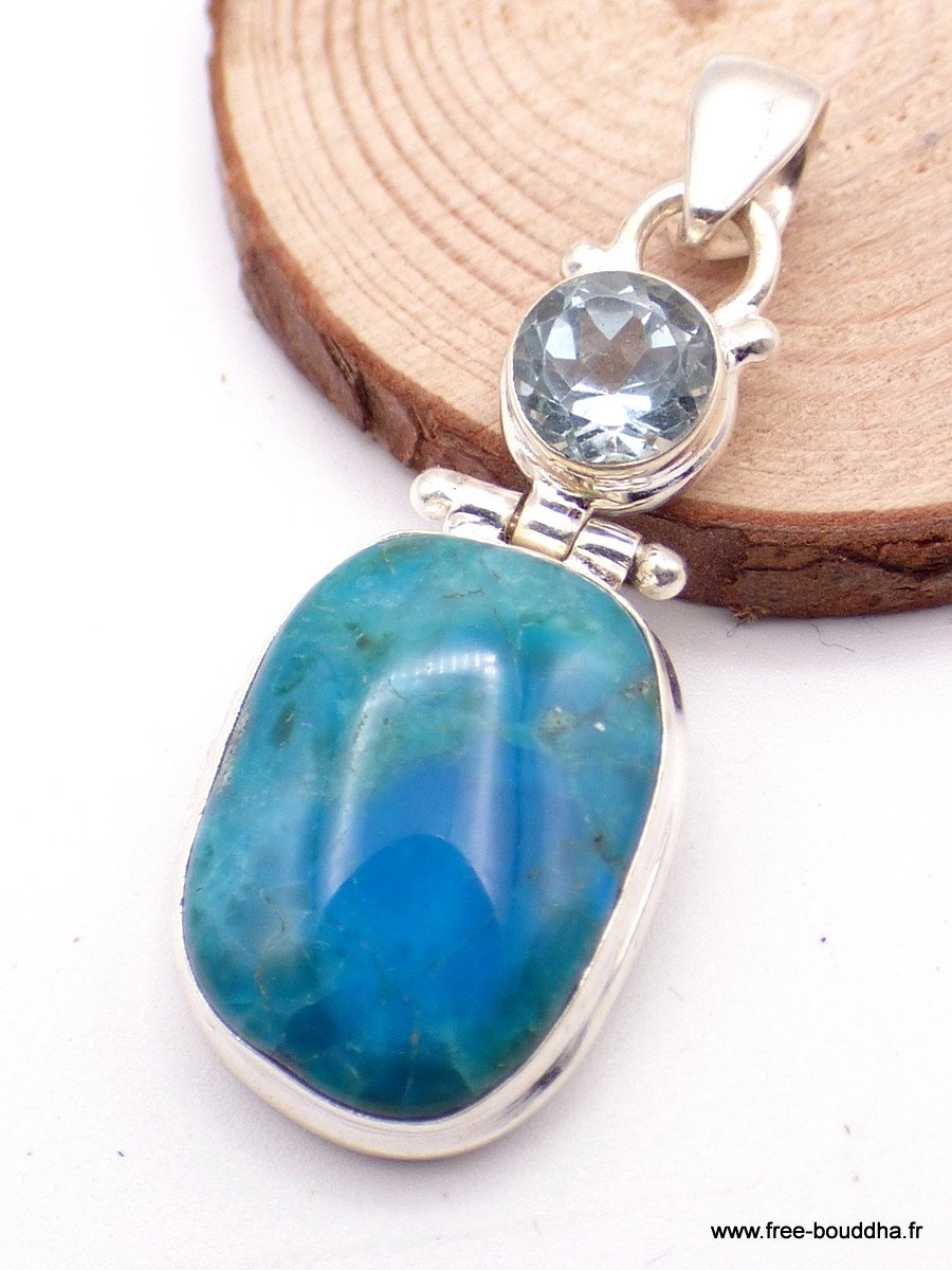 Anhänger Opal Blau Topas Naturstein, Opal Anhänger, Schmuck, Juwelen, Jew22.2 von EveilOriental