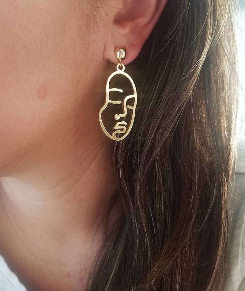 La Femme Ohrringe. Gold Weibliche Silhouette Gesicht Umrandet Picasso Inspirierte La Femme Ohrringe. Gold Weibliche Silhouette Gesicht Umrandet Picasso Inspirierte von EveilleJewelry