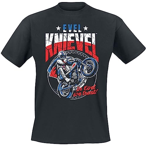 Evel Knievel In Evel We Trust! Männer T-Shirt schwarz XXL 100% Baumwolle Biker, Fan-Merch, Filme von Evel Knievel